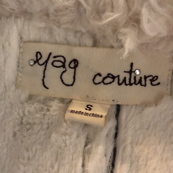 Mag Couture Faux Fur Collar and Lined Dark Metallic Zip Front Vest Size Small - Picture 12 of 14